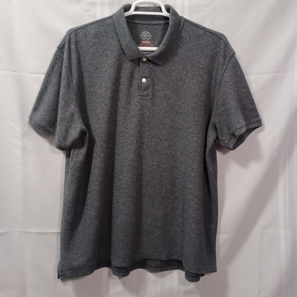 St. John's Bay Polo Shirt Mens XXL Gray Performance Short Sleeve Heathered Pique
